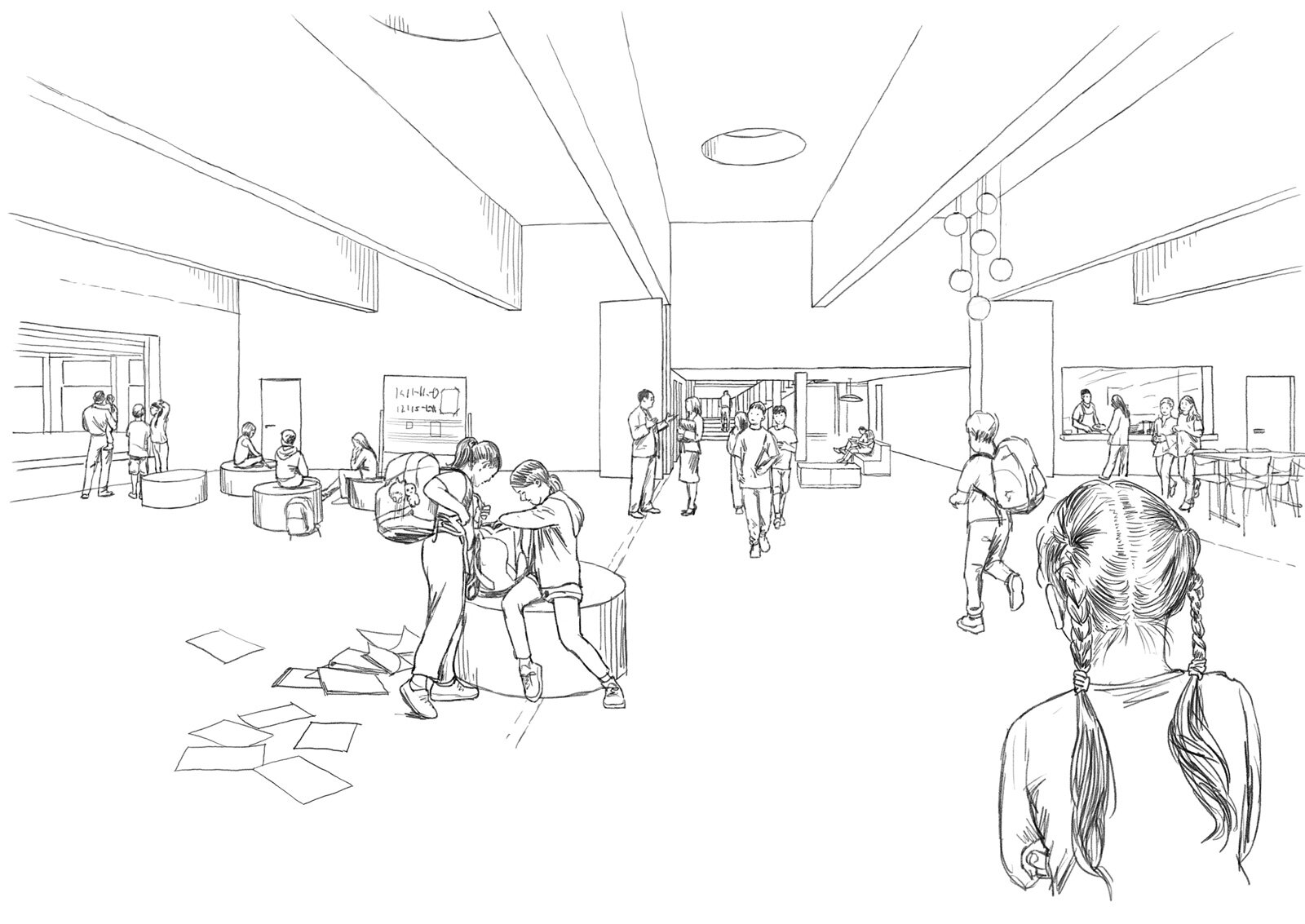 oculus-illustration-architektur-visualisierung-skizze-innenansicht-schulhaus-mehrzweckraum
