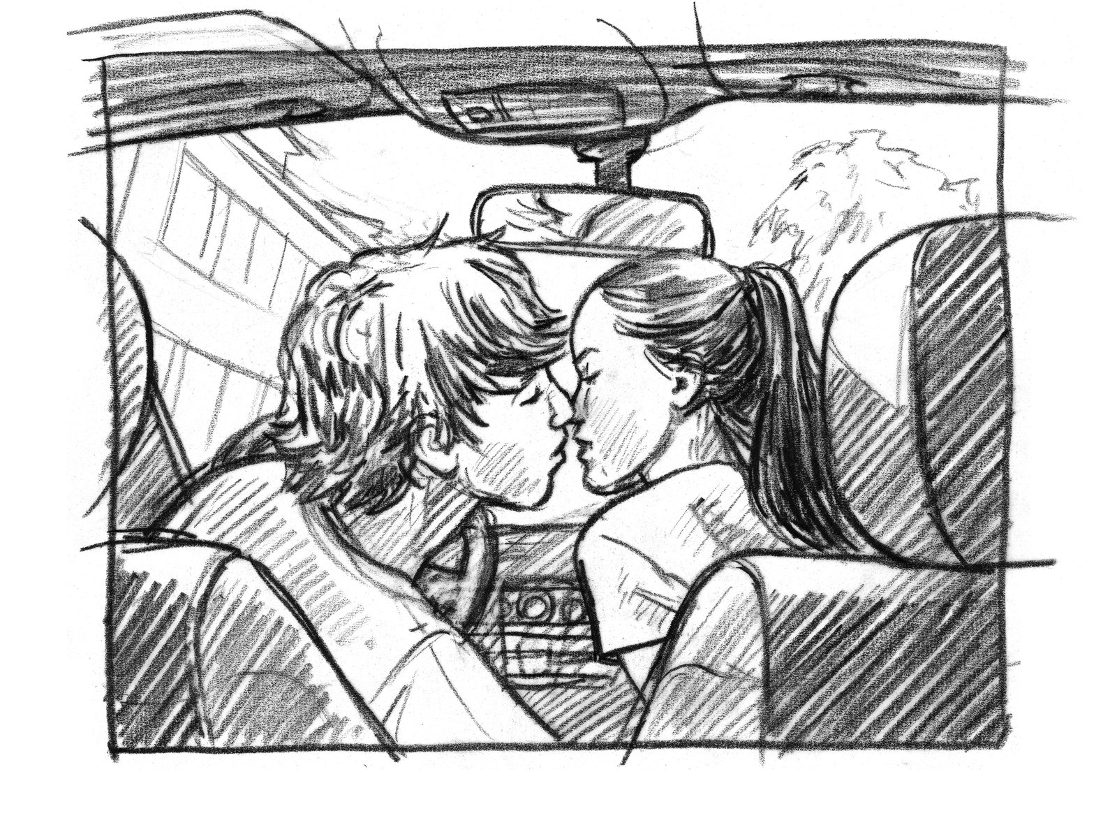 Erster Kuss im Auto